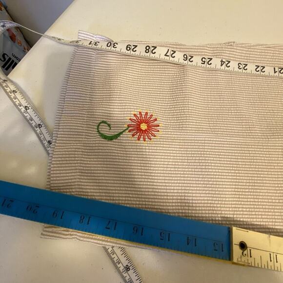 HABAND 2Piece Travel Lounge Set Top Pullon Capri LP Vintage Ivory Olive Striped - Picture 4 of 11